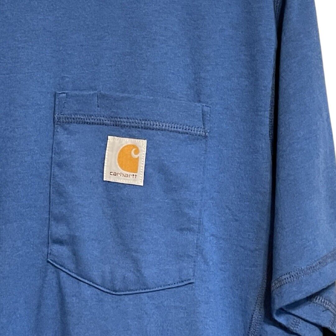 Carhartt Force Mens Size L Short Sleeve Pocket Tshirt Relaxed Fit Blue Work