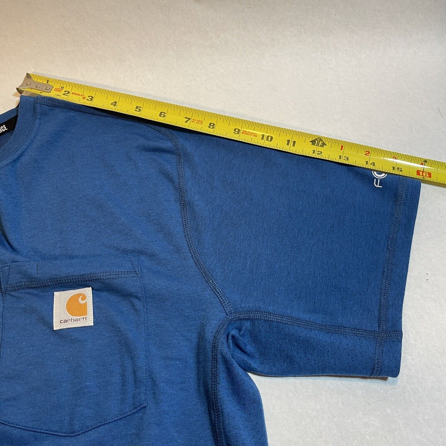 Carhartt Force Mens Size L Short Sleeve Pocket Tshirt Relaxed Fit Blue Work