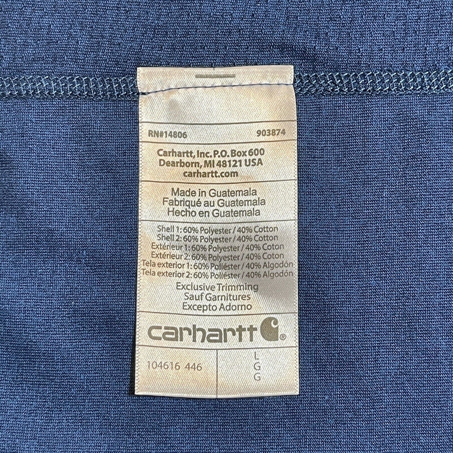Carhartt Force Mens Size L Short Sleeve Pocket Tshirt Relaxed Fit Blue Work