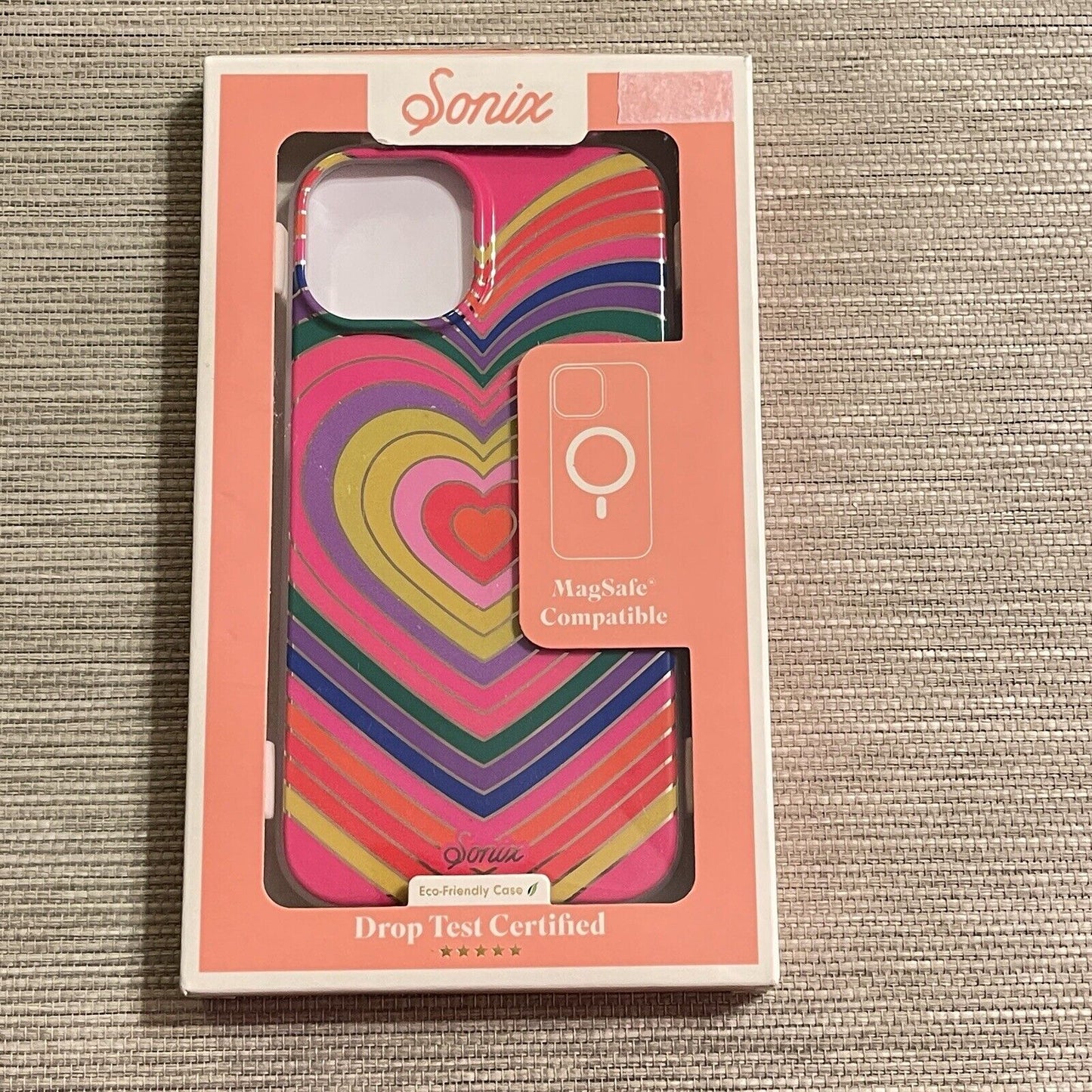 Sonix Phone Case iPhone 13 14 MagSafe Compatible 10ft Drop Tested Rainbow Hearts