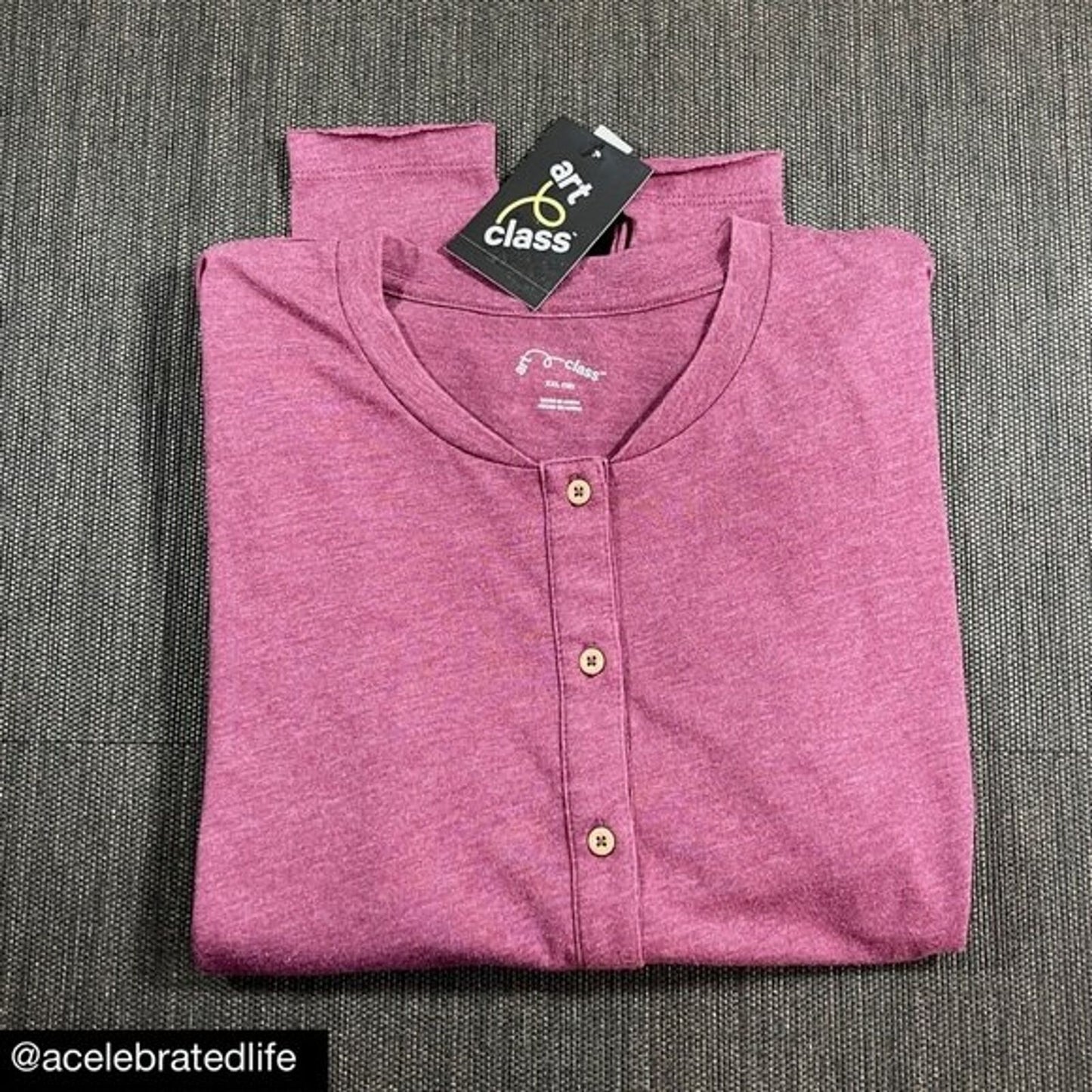 Girls Rose Pink Henley Shirt Cotton Boho Long-Sleeve T-Shirt XXL