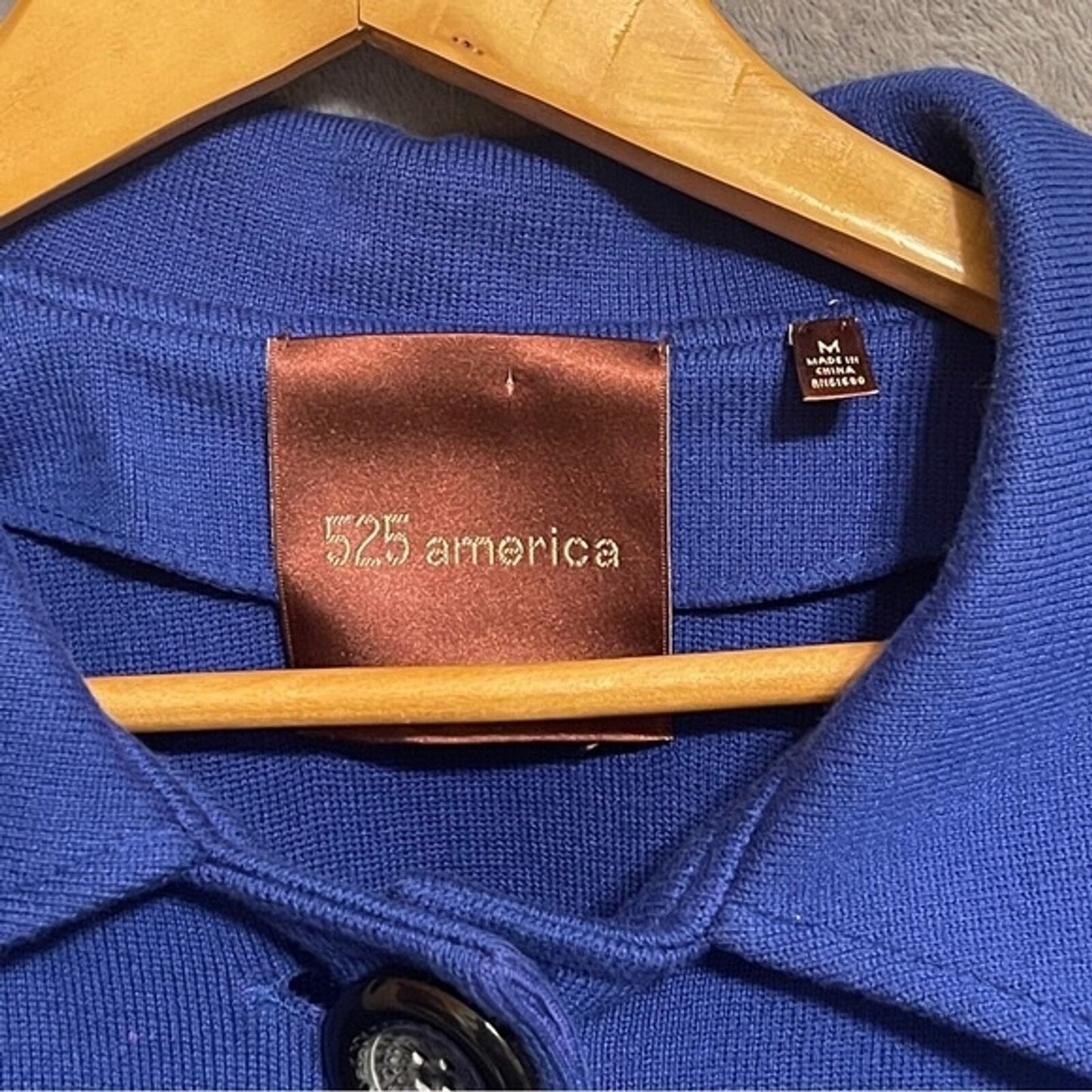 525 America Knit Blue Jacket Blazer Size M Short Sleeve Modern Swing Coat