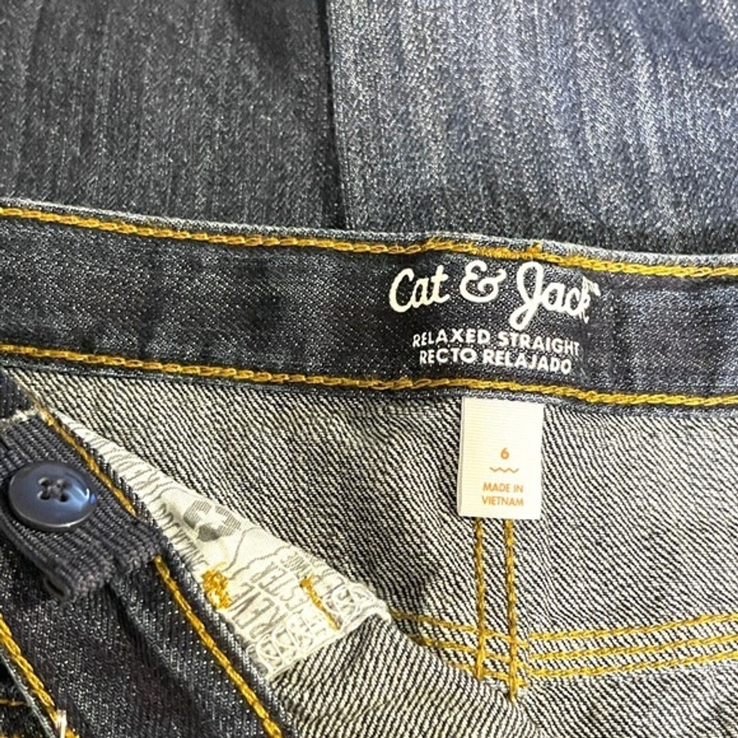 Cat & Jack Boys Straight Relaxed Jeans, Dark Wash Denim Size 6