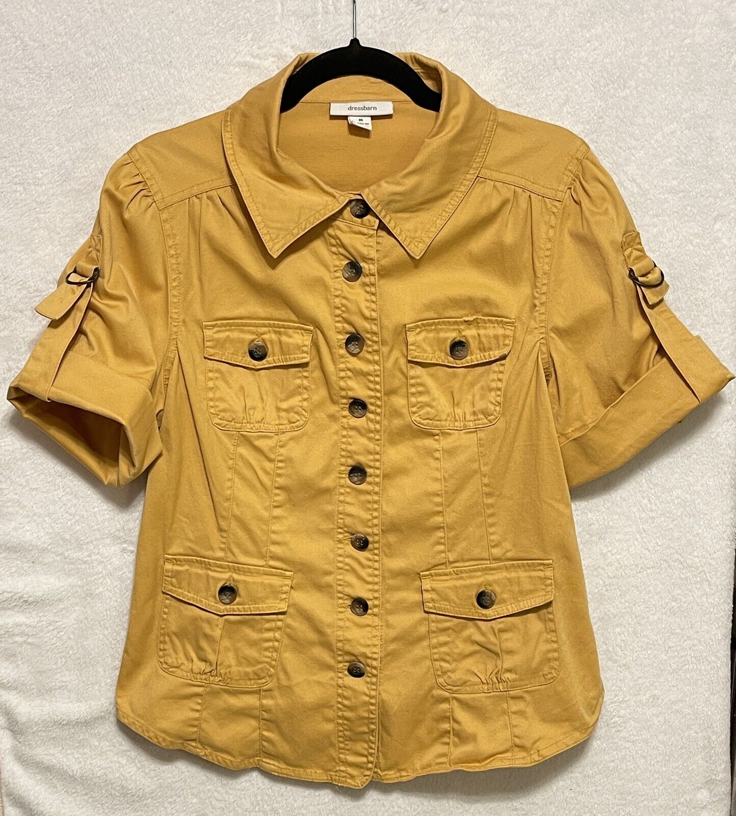 Dress Barn Womens Size M Shirt Shacket Field Jacket Short Sleeve Top