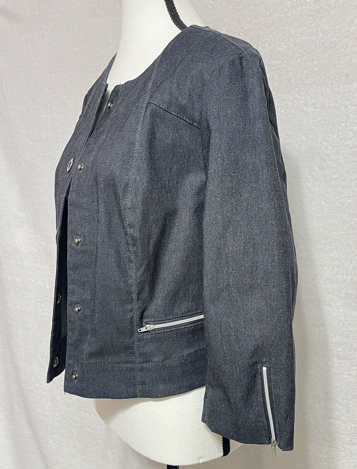 Renuar Womens Size 8 NWT Dark Wash Bolero Stretch Denim Jean Jacket Blazer