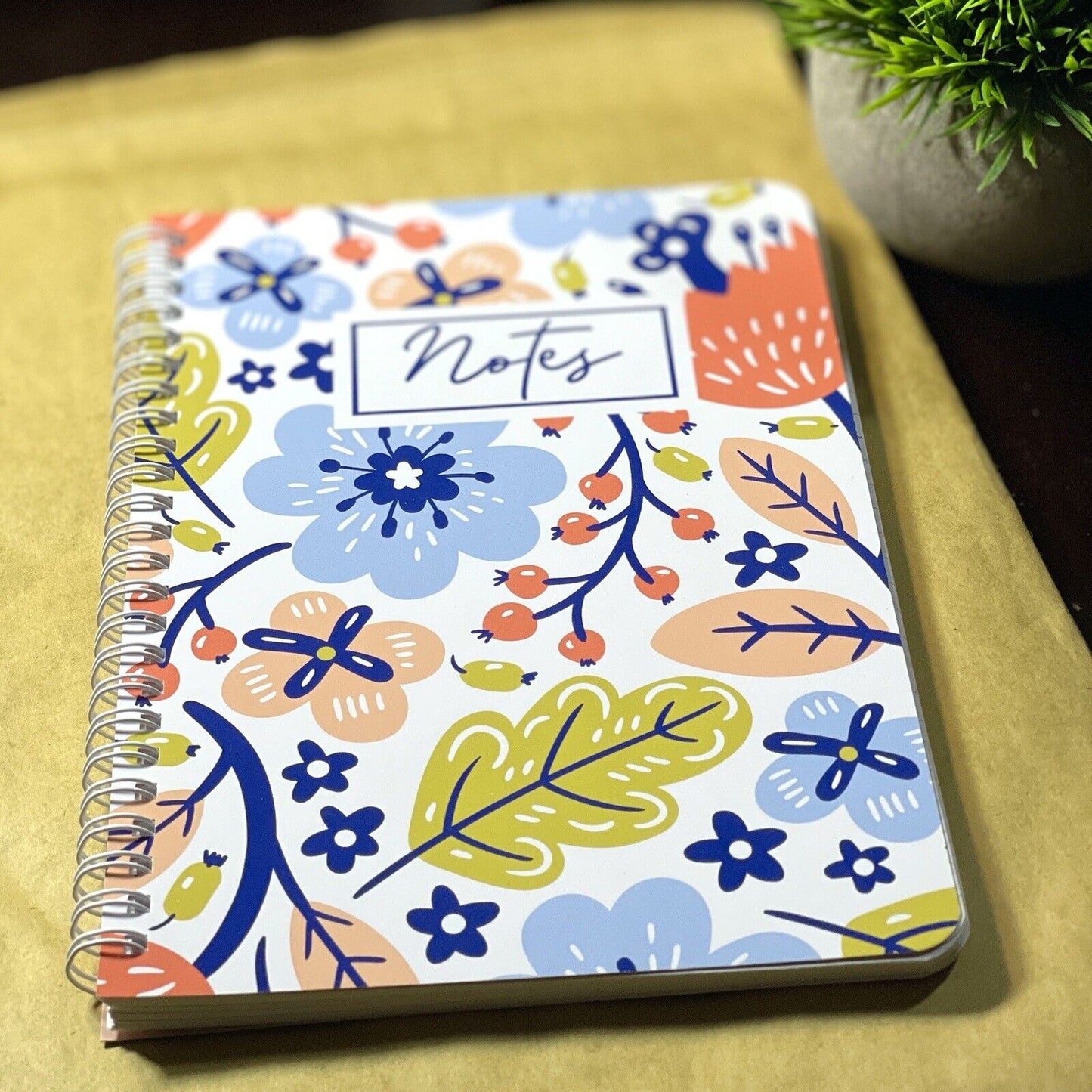 Floral Spiral Bound 6x8.5 Notebook Lined Journal Office Supplies 120 pages