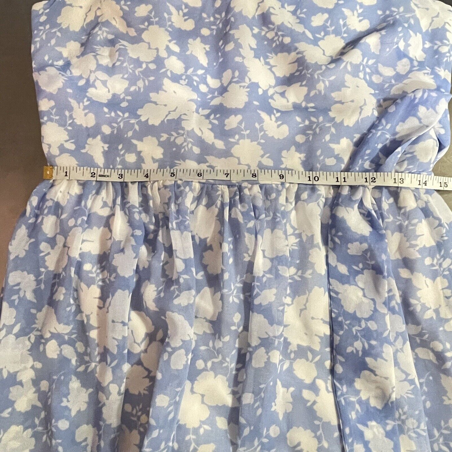 Disney Alice In Wonderland Dress Sz L Colleen Atwood Blue White Floral Lace