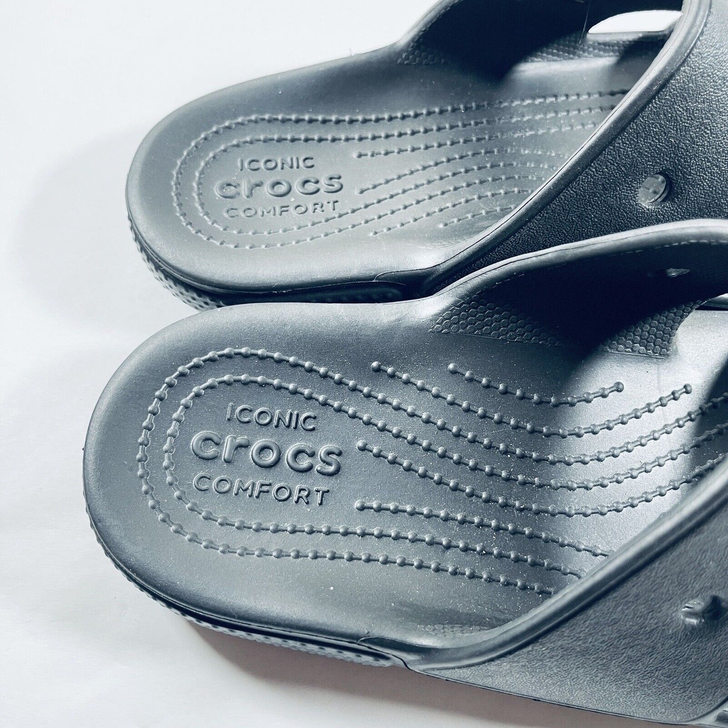 Crocs Classic Two Strap Black Slide Sandals Mens Size 7 Womens Size 9