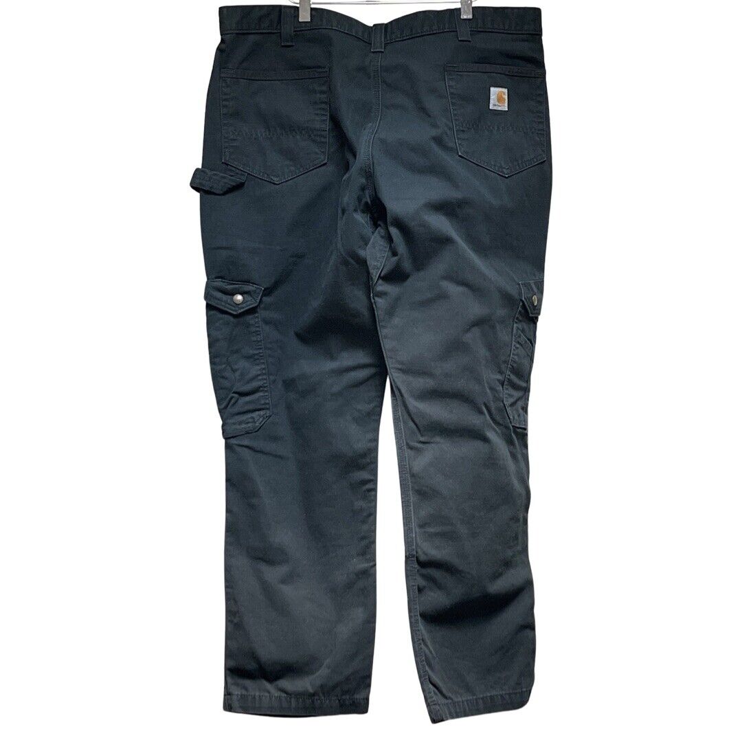 Carhartt Black Cargo Ripstop Relaxed Fit 40x30 Work Pants Double Knee B342