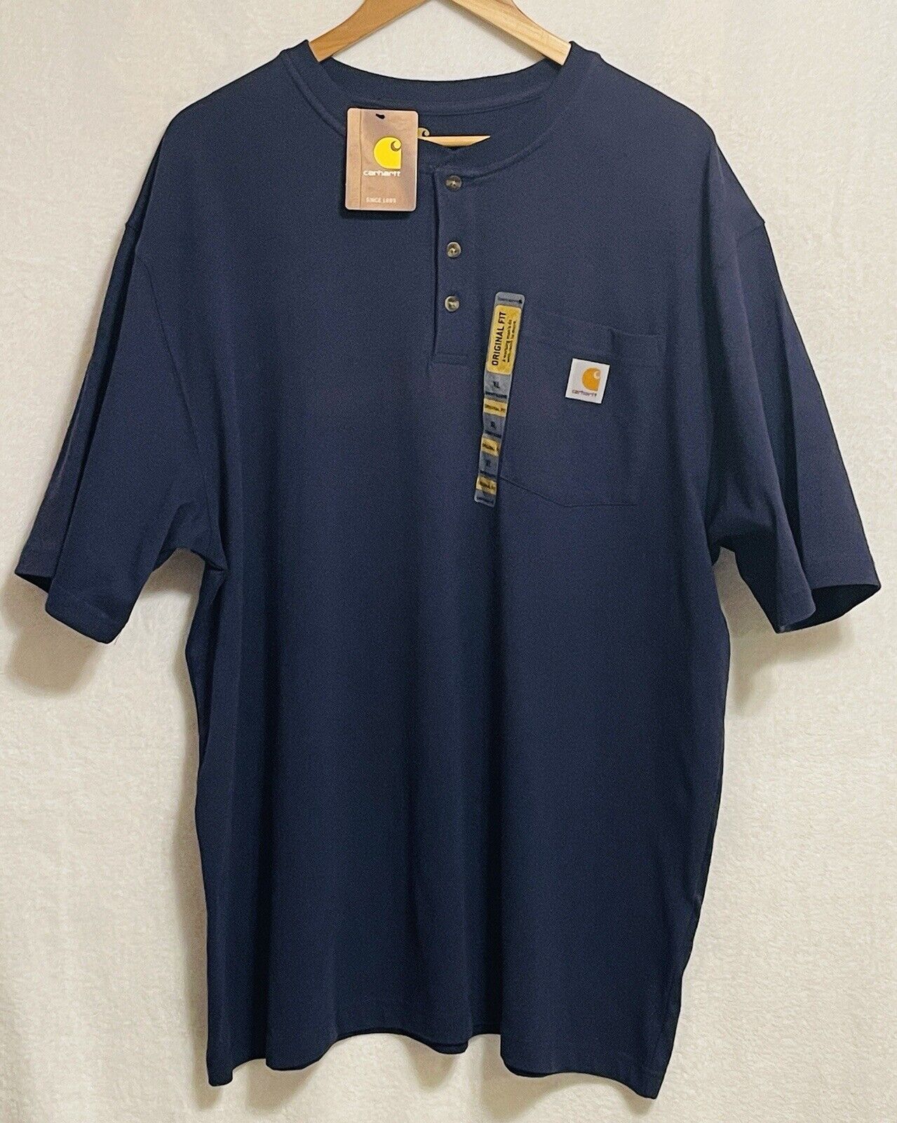 Carhartt NWT Mens Tshirt Size XL Short Sleeve K84 Pocket Button Up Navy Blue