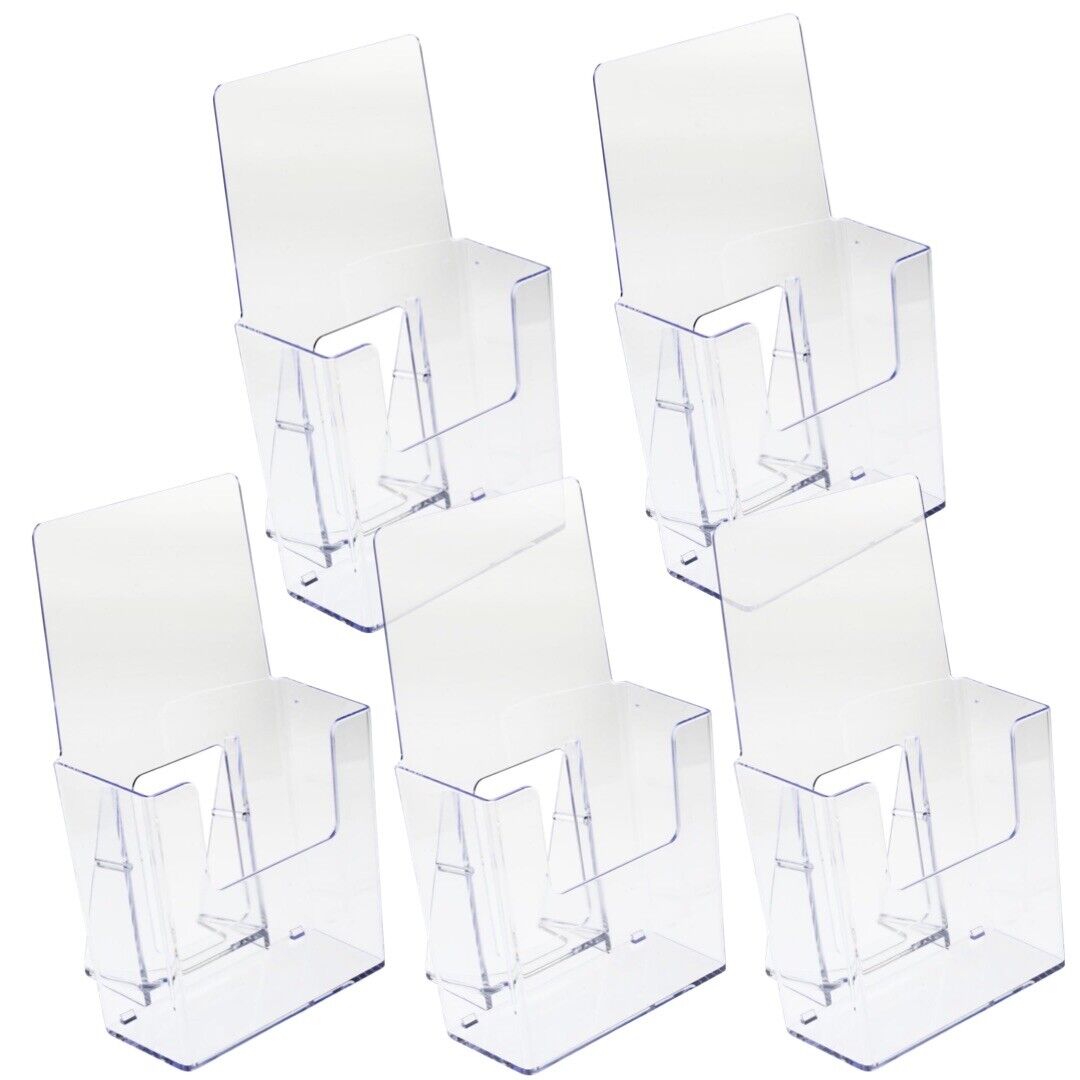 5 Pack Acrylic Look Brochure Holder Plastic Trifold 4 Inch Wide Pamphlet Holder