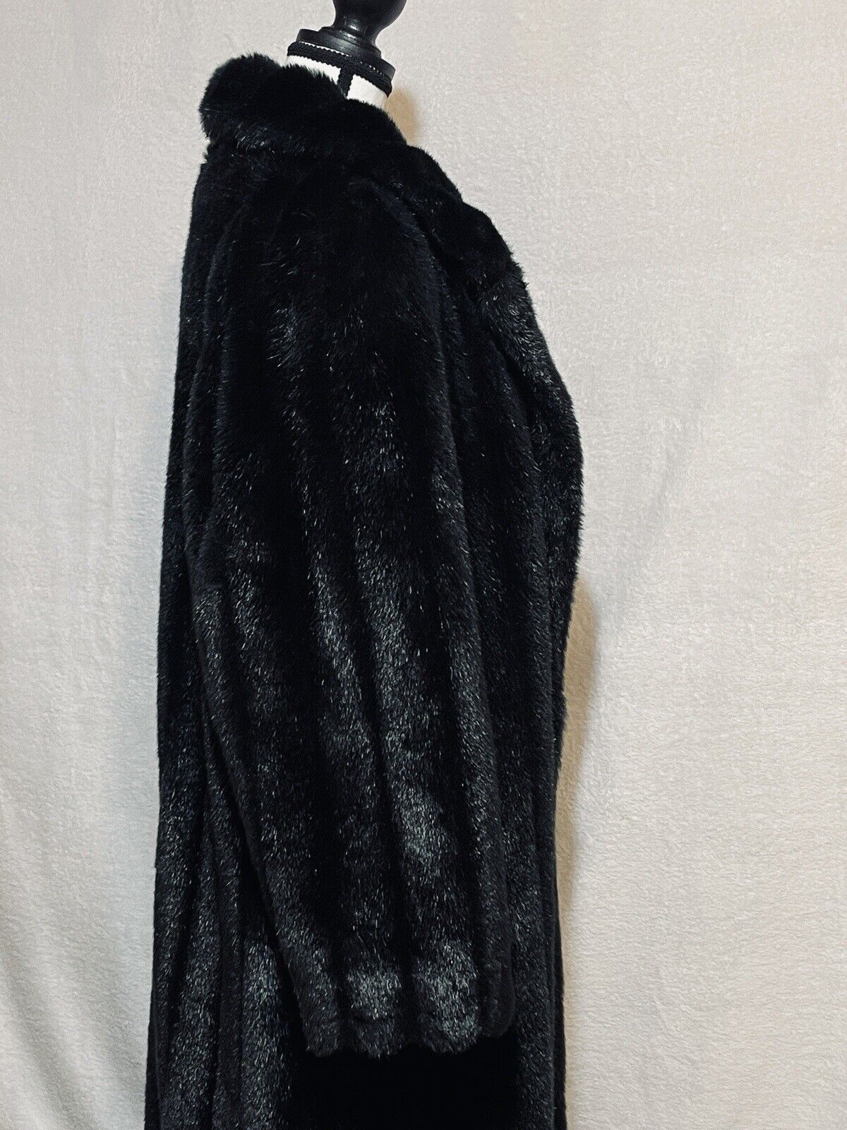 STYLE VI LTD Vintage Faux Fur Coat Size L XL Black Mink Long Full Length Lined