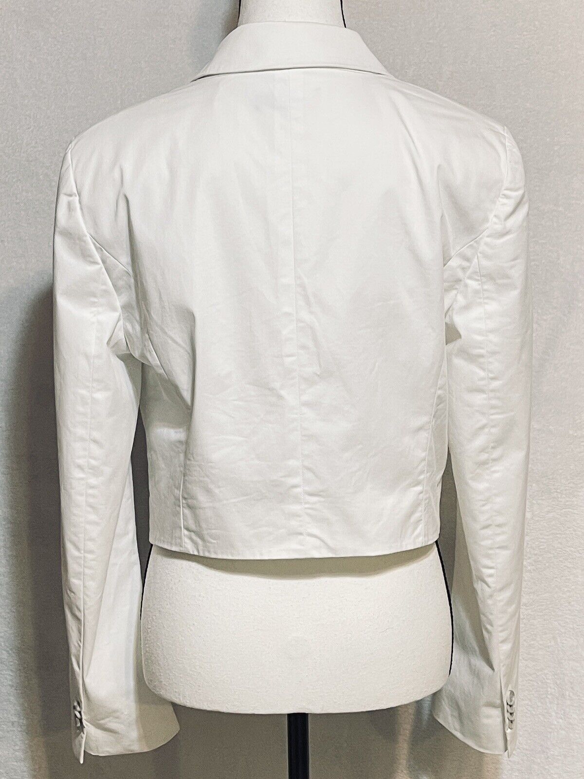 Ann Taylor Crop Jacket Womens 10 White Bolero Open Front Blazer