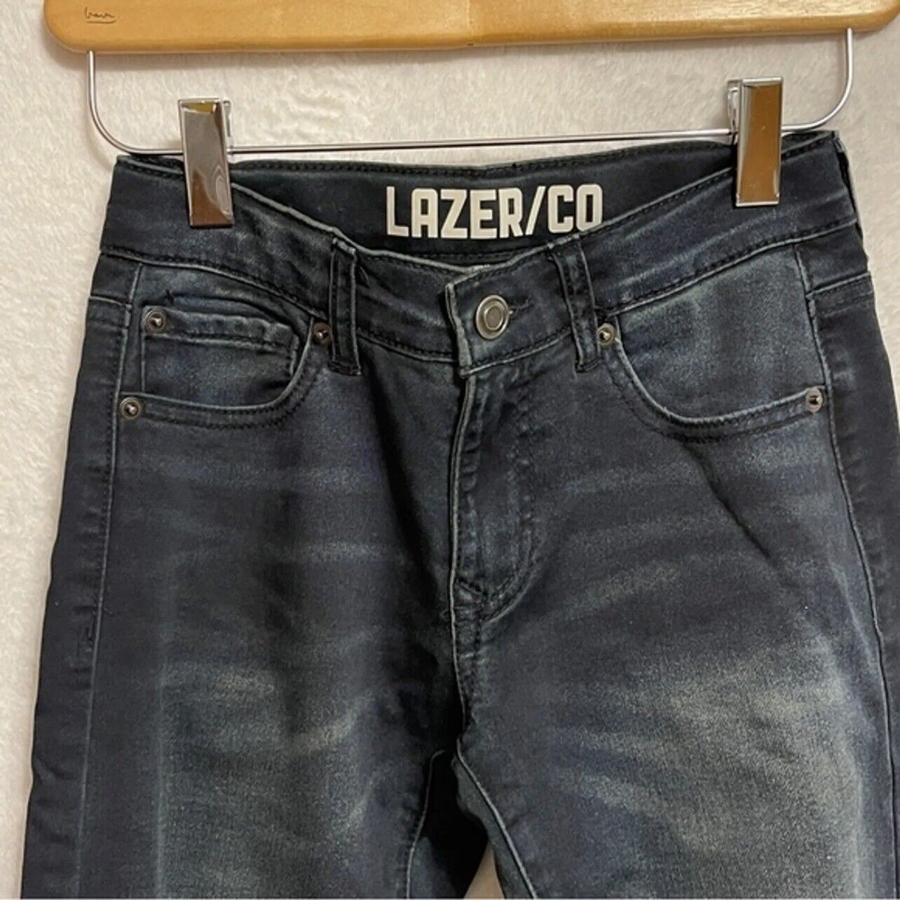 Lazer Co Jeans Boys 8 Black Fade Wash Adjustable Waist Slim Fit Denim