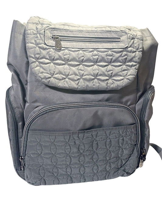Fisher-Price Avery Diaper Bag Backpack Quilted Gray Insulated Bottle Pocket Tech