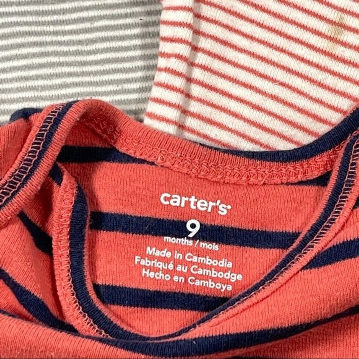 CARTERS Boys Size 9 Months Rompers Striped One Piece Tops