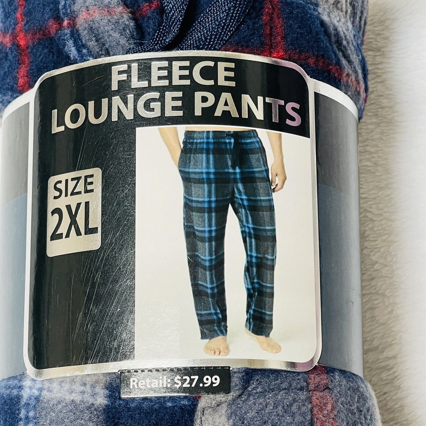 Mens Size 2XL Pajama Pants Soft Fleece Plaid Casual Sleep Lounge Bottoms Pockets