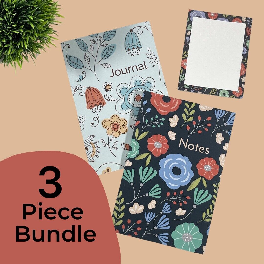 Floral Notebooks 6x9 Flowers Notepad Set Blank Lined 110 page Journal