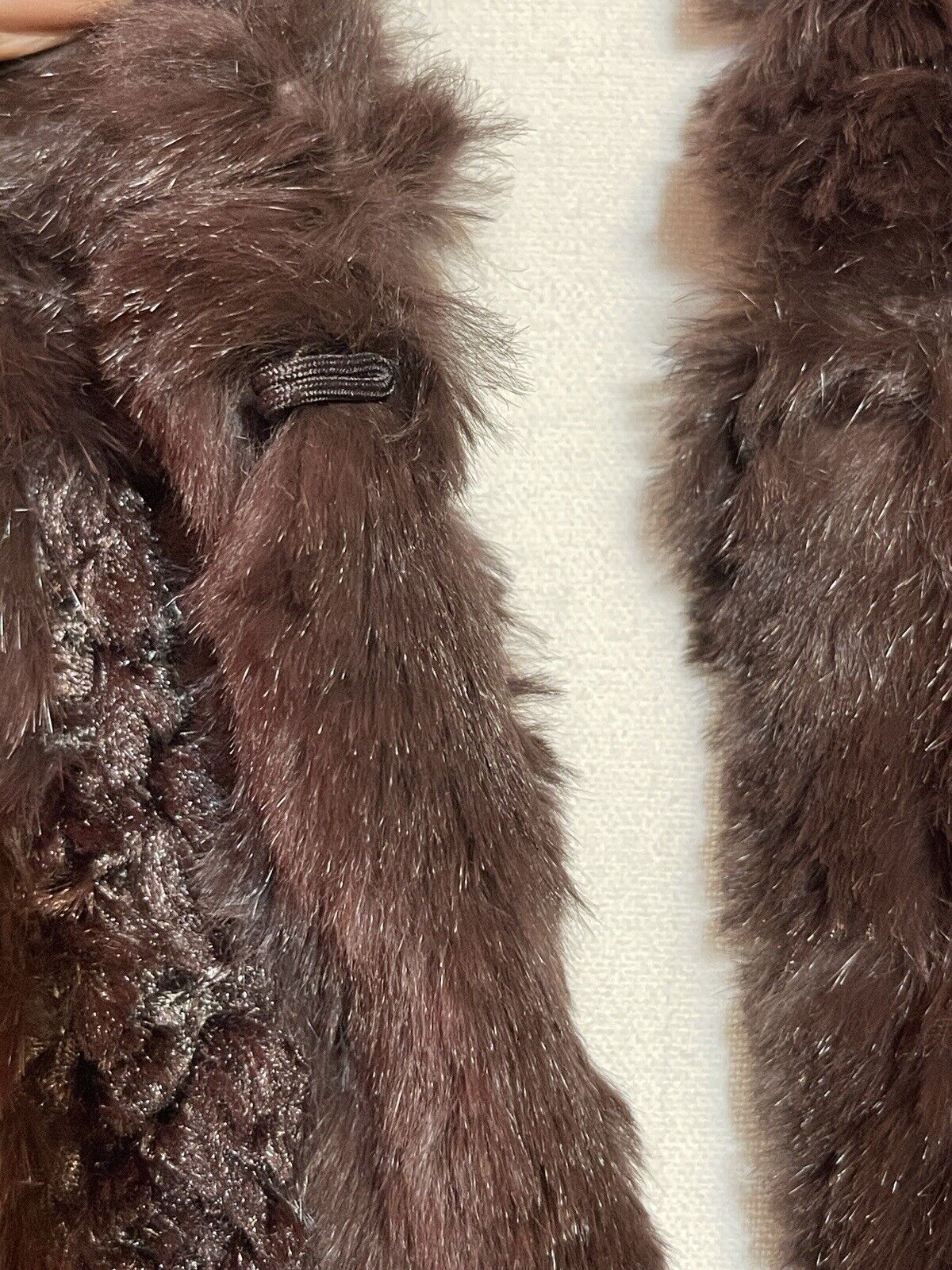 Chicos Real Fur Vest Size 2 Brown Large Coat Jacket Minimalist Boho Chic